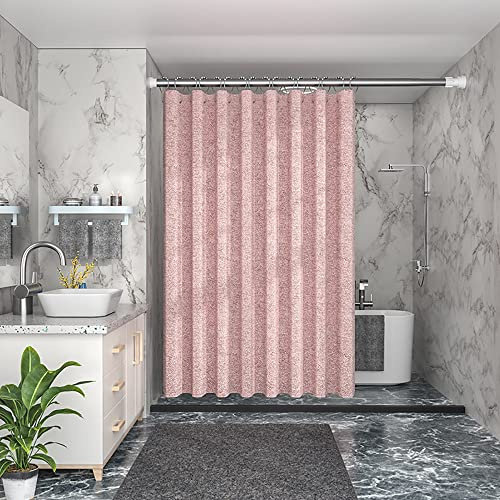 Lkw Ogechi 180 x 220 cm linne vattentätt duschdraperi, mögelbeständigt extra långa tunga duschgardiner, linne vattentåligt duschdraperi med viktad fåll för vått rum (rosa)