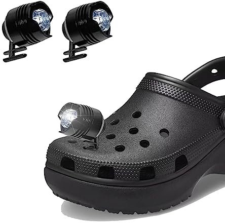 Daover Headlights for Clogs, 2pcs LED lights, Three-Speed Adjustment, IPX5 Waterproof Luminous Shoe Charms Decoration, Power Can Last For 72 Hours For Night Running, Dog Walking