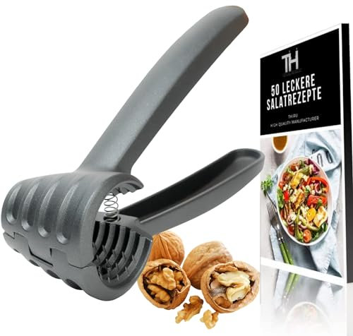 Thiru Nussknacker - Ideal für Walnüsse - Knacken ohne Kernzerquetschung - Walnussknacker inkl. E-Book mit Rezepten - Made in Germany (Basic Anthrazit)