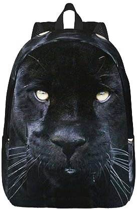 OPSREY Panther With Blue Eyes Print Canvas Backpack Casual Daypack Large Capacity Laptop Bag Travel Backpack For Women Men