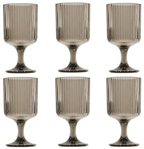 KEDEA 6 Wasserkelch mit Glanzeffekt, Weinkelch Rot, elegant, spülmaschinenfest, Gläser aus Pasta, mehrfarbig, Kollektion Charleston Wasserglas, Farbe Grau