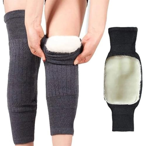 Rodilleras Protectoras De Invierno 1 par de rodilleras de invierno cálidas for hombres y mujeres, protección de lana de grosor doble, rodilla más protección contra el viento y el frío de terciopelo Ro