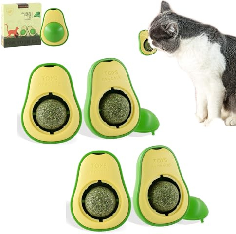 Havenfly 4PCS Bola de Hierba Gatera, Juguetes para Gato Catnip para Gatos, Hierba para Gato Naturales, Giratorio Catnip Bolas para Gatos