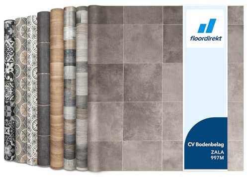 Floordirekt Revestimiento de Suelo de PVC Por Metros, Suelo de Vinilo, Linóleo CV Para Cocina y Balcón en Aspecto de Madera, Azulejos y Piedra, Resistente y Fácil de Limpiar, 100