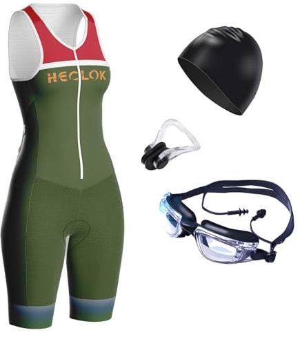 Traje de Ciclismo para Mujer Acolchado de una Pieza Trisuit Bike Top Corto Diseño Sublimado Babero Corto Triatlón de Equipo Profesional con Gel Pad,Patrones Personalizables (TYP-1,L)