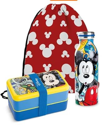 Egan 103041 Set Lunchbox mit Isolierflasche Micky Maus mit Beutel