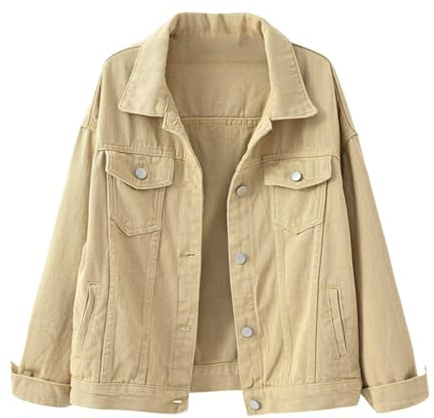Chaquetas Vaqueras para Mujer Chaqueta de Elástica de Manga Larga con Bolsillo Chaqueta de Mujer Chaqueta de Mezclilla Adecuada para Otoño y Primavera Cazadora Vaquera para Mujer