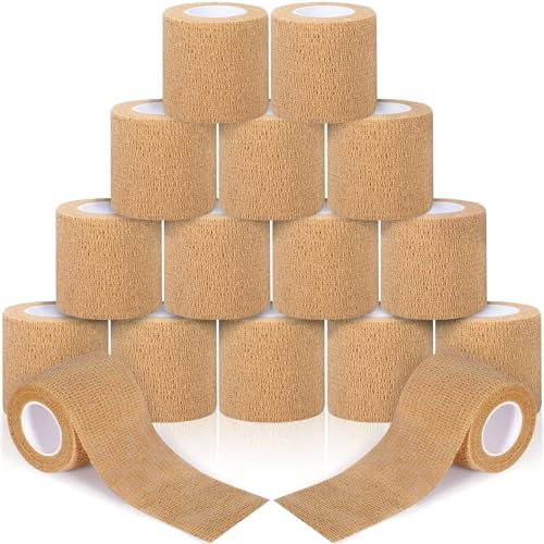 RDDAIPE 16 Rouleaux Bandage Autoadhésif, 5cmx4.5m Bande Cohesive, Elastiques Bande Adhésive, Bande Strapping Adhésif, Bande Auto Adhesive pour Medical, Sports, Poignets, Cheville, Chat,Chien,Cheval