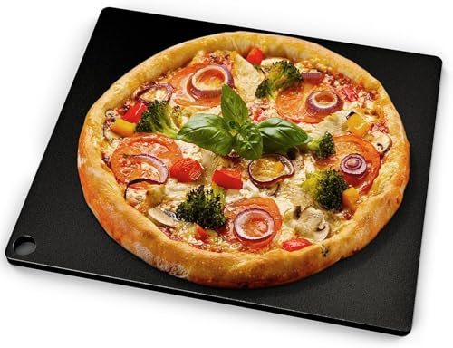 onlyfire Pietra in Acciaio per Pizza per Forno e Barbecue, 40.5 * 35.5 cm Teglia Grande per Pizza Antiaderente, Pietra Acciaio per Pizza ad Alte Prestazioni Termoconduttiva per Pizza, Pane e Barbecue