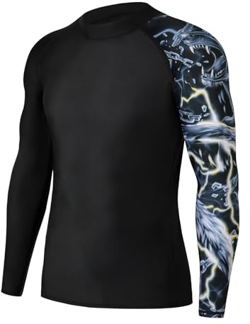 SLIMBELLE Rashguard herr långärmad UPF 50+ UV-skyddströjor kompressionströja herr snabbtorkande andas surfing fiske vandring topp