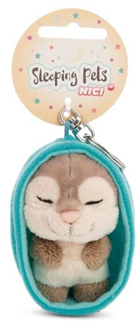 NICI Schlüsselanhänger Sleeping Pets Otter 8cm in Körbchen - braun - Treuer-Begleiter für Rucksack oder Tasche, Schlüsselhalter für klein und Groß | 61602