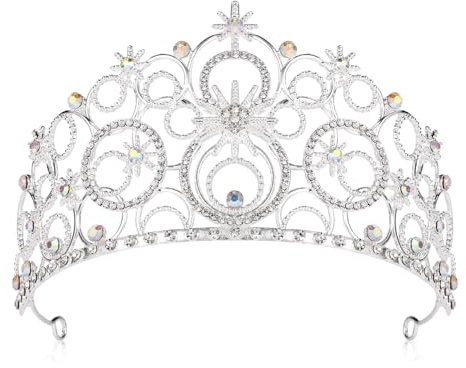 Mikovivi Crystal Crown for Women, Alloy Bridal Wedding Crown Exquisite Birthday Queen Headband Princess Headpiece Halloween Tiaras Accessories for Party Costume Supplies
