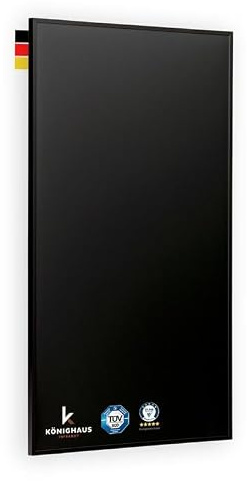 Könighaus infrarödvärmare - 130 W Black Edition med TÜV SÜD + 5 års garanti ✓ dubbelt överhettningsskydd ✓ klar för drift på 2–4 min