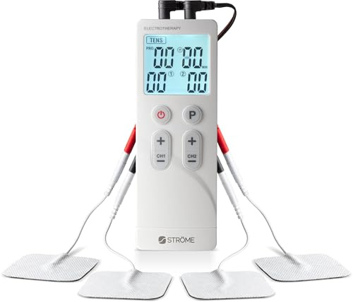 Ströme R-C3 TENS/EMS Muskelstimulator med 22 Program, LCD-display, 4 Elektroder, Bärbar och Justerbar