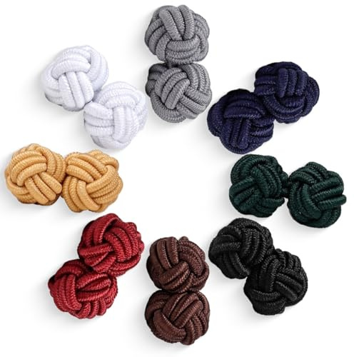 COYUN 8 pcs bouton de manchette homme, boutons de manchette pour hommes, Boutons de manchette en tissu pour hommes Nœuds tressés Boutons de manchette pour homme/Femme chemise/Robes