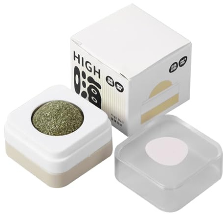 PERSELOSO Pelota Giratoria de Catnip Comestible para Gatos Juguete para Masticar y Lamer Cuidado Dental y Limpieza Bucal Entretenimiento para Domésticos