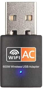 600Mbps USB WiFi Dongle for PC Mini, Dual Band 5GHz 2.4GHz USB WiFi Adapter for PC, Extended Range High Gain WiFi Adapter for Desktop/Laptop, Powerful Wifi Adapter for Windows 7,8,10,11,XP