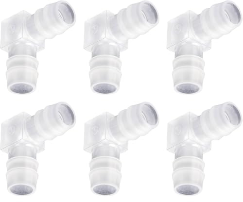 6 x 12 mm Schlauchverbindungen, L-Form, 90-Grad-Winkel, gebogen, Wasserrohrverbinder, 2-Wege-Verteiler, Schlauchverbindungsadapter, Bewässerungsarmaturen für Aquarien, Aquarien