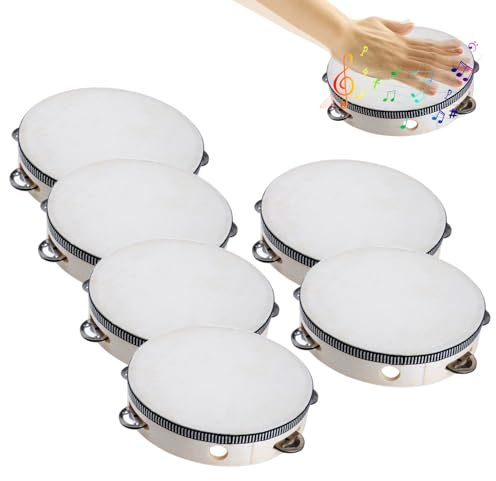 Amesor Tamburello per Chiesa - Tamburello A Mano Percussione Da 15 Cm | Sei Pezzi Strumento Educativo Musicale per Feste Raduni Ricreativi Danza Chiesa