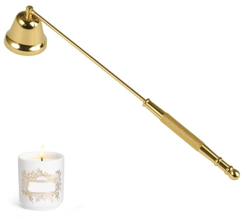 Éteignoir à Bougie en Acier Inoxydable, Éteignoir à Bougie Doré, avec Long Manche, Accessoire Élégant pour Maison, Convient au Salon, Chambre, pour Comme Outil Maison Fête Décoration, pour Les Cadeaux