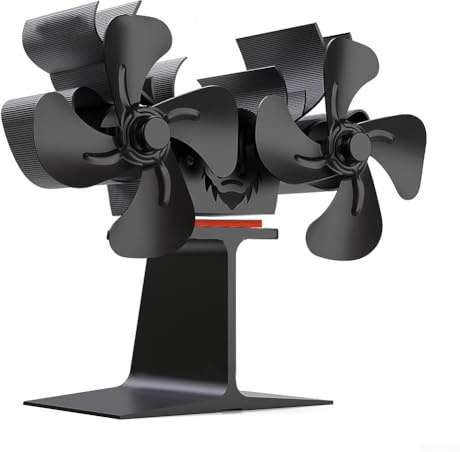 Honseadek Aluminum Fireplace Stove Fan – Heat-Driven Air Circulator for Wood Burning Stoves, 8-Blade Silent Design, Auto-Adjusting Speed, 430 ft/min Output, 200mm Wide,