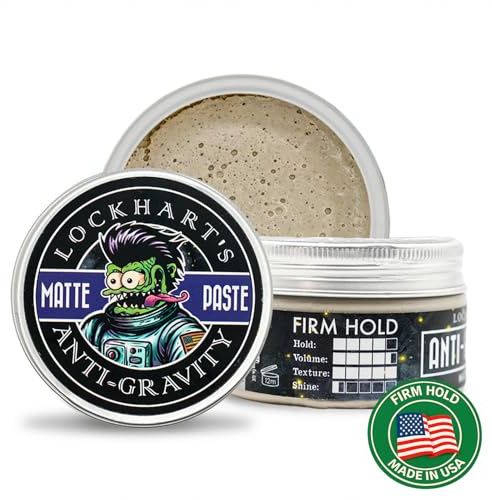 Lockhart’s Authentic Anti-Gravity Matte Hair Paste - Handcrafted Clay Pomade for Men - High Texture, Low Shine - Made With Cucumber & Rosemary Extract - Fortuna Scent (3.4oz.)