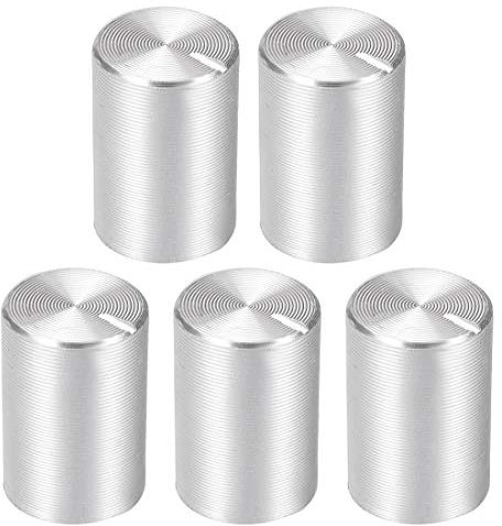 sourcing map 5St Knopf Alu Lautstärkeregler Potentiometer Rändelwelle Drehknopf 10mmx15mm Silber