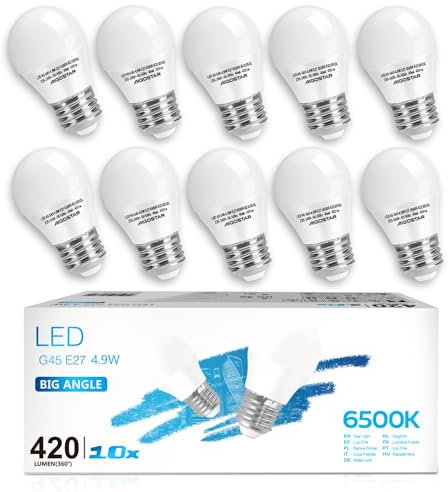 Aigostar LED E27 Kaltweiß 5W Leuchtmittel Birne Lampe 6500K 420 Lumen Abstrahlwinkel 230 Grad G45 Glühbirnen Tropfen 10 Stück Energiesparend