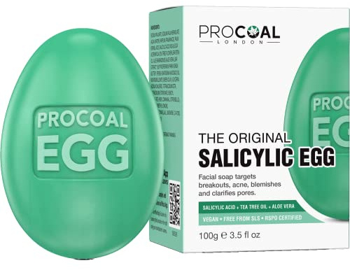 Salicylic Egg, Natural Salicylic Acid Soap 100g by Procoal - Salicylic Acid Face & Body Wash For Combination, Oily, Blemish Prone Complexion, Vegan Face Soap & Cruelty-free