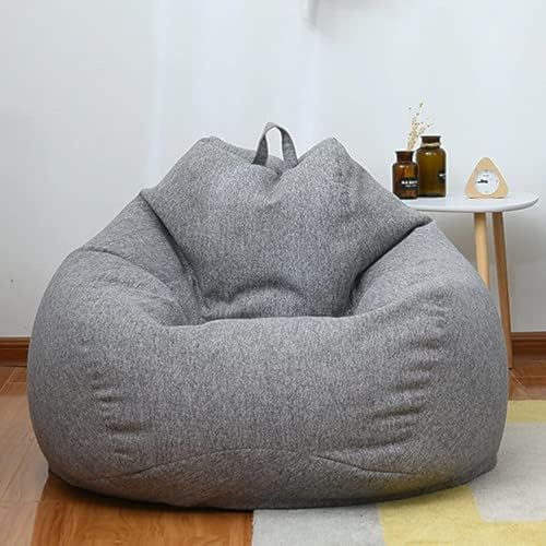 Stora små lata soffor överdrag stolar utan fyllning linne tyg solstol sittsäck puff soffa tatami vardagsrum bönpåsar (70 x 80 cm)