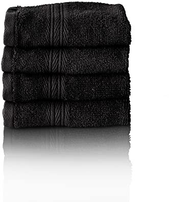 Glart Premium Frottier Handtuch Set, Frotteeserie in 6 Farben und 5 Größen, Farbe: SCHWARZ, 4X Gästetücher 30x50 cm