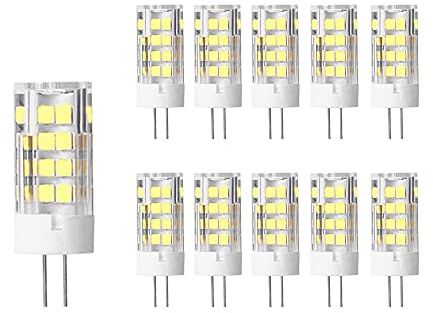 OUKAIDE 10 unidad Bombillas LED G4 5W Blanca Fría 6000K, Bombilla LED superbrillante, 500 lm, ángulo de haz de 360°, AC 220-240V, no regulable, base de cerámica G4