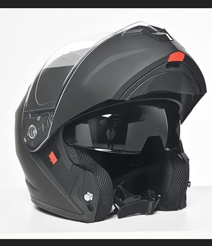 HOMCOM Casco de Moto Integral ECE Talla XL-61-62 cm Casco de Motocicleta con Doble Visera Cabezal Anticolisión y Ventilaciones con Certificación Europea Unisex Color Negro