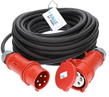 KALLE DAS KABEL CEE 400V Verlängerung Kraftstromkabel Starkstromkabel 32A H07RN-F 5G 6,0mm² mit Phasenwender 15 Meter