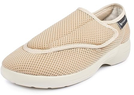 Aerosoft Stretch 17 – Bekväm hälsosko med justerbara dragkedjor, bredd G – H, halkfri, Beige, 41 EU