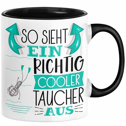 Trendation - Taucher Tasse Geschenk So Sieht Ein Richtig Cooler Taucher Aus Geschenkidee Spruch Lustig Becher (Schwarz)