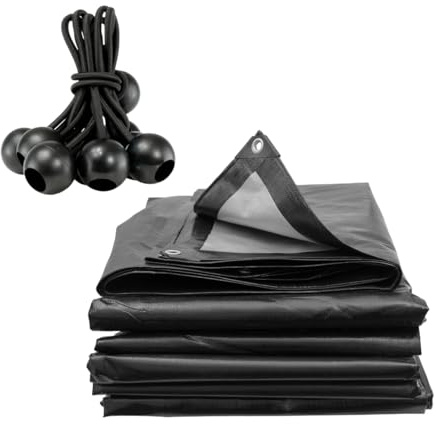 Tarpaulin Extra Heavy Duty Waterproof Cover Tarp Ground Sheet Mesh 250GSM + 6 Free Bungee (3m x 3m)