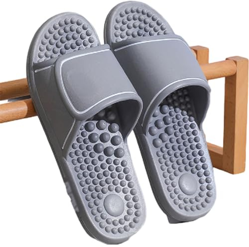 Foot Acupoint Massage Slippers for Men Women in Four Seasons,Relief Plantar Fasciitis Sandals,Boost Circulation Improves Massage Therapy Shoes,Acupressure Massage Slippers (Size:EU 42/43,Color:/Grey)