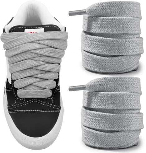 NDTEZUGT 15mm Cordones Planos para Vans Knu Skool Classic Skate Zapatillas de Algodón, Gruesos, Cordones de Repuesto (Caqui,45/115cm)