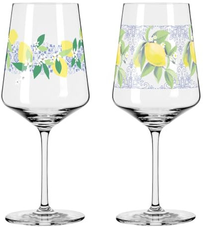 RITZENHOFF 2931021 Limoncello Glass 500 ml Set of 2 Summer Dew Series for Aperitif with Dolce Vita Motif Made in Germany