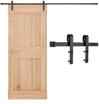 VEVOR Kit Ferramenta per Porta Scorrevole da Fienile 3048 mm, Capacità 150 kg, Compatibile con Larghezza max. 1524 mm e Spessore da 34,9 a 44,45 mm, Binario Resistente e Rullo a Forma J, Nero