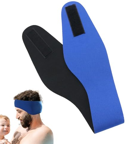 Simband | Justerbara öronskydd för simning | Unisex termiskt bandage för barn och vuxna med justerbar stängning, Blå, riferimento alla descrizione