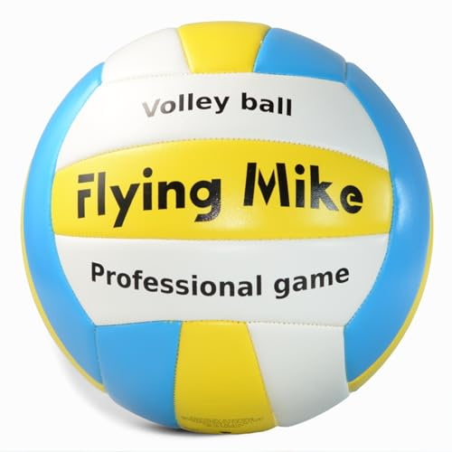Captain Mike Volleyball Größe 5 – Offizieller Beach & Indoor Spielball – Für Erwachsene & Kinder – Robuster Trainings- und Matchball – Blau-Gelb