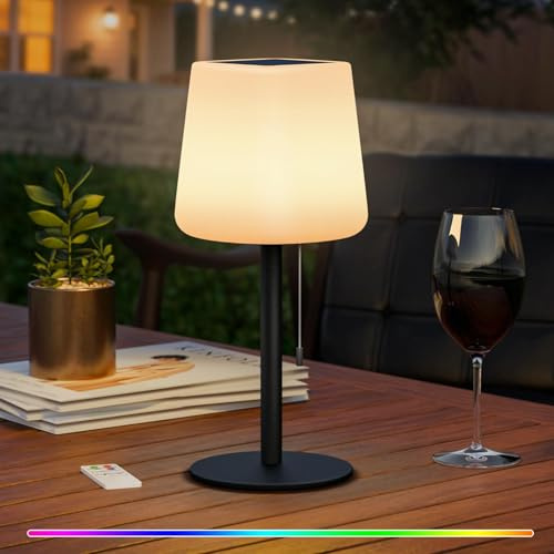 MALUX Lampe Solaire, Lampe Solaire Exterieur, Lampe Tactile avec capteur de lumière, IP44 Etanche pour Salle à Manger, Chambre, Salon, Camping