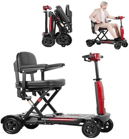 Scooter Per Disabili A 4 Ruote, Scooter Elettrico Pieghevole Automatico Portatile, Design Comodo E Pieghevole, Per Anziani E Disabili Automaticfolding,15A