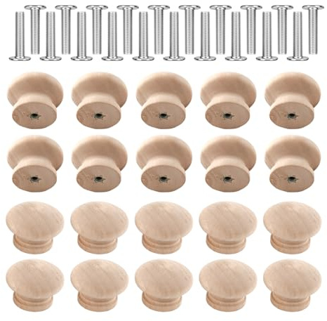 LBAAUX 20 Mushroom Single-Hole Handles, Cabinet Door Drawer Handles, Wooden Cabinet Knobs, Household Hardware Accessories, Round Handles For Wardrobe Wooden Doors.