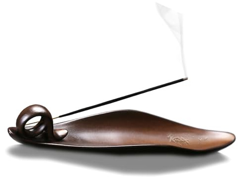 Incense Stick Holder with 3 Holes, 9 Length Incense Burner with Ash Catcher, Bakhoor Burner for Home Meditation Use, Brown Ceramic Long Stick Holder for Counters, Meditation Room, Yoga, Home