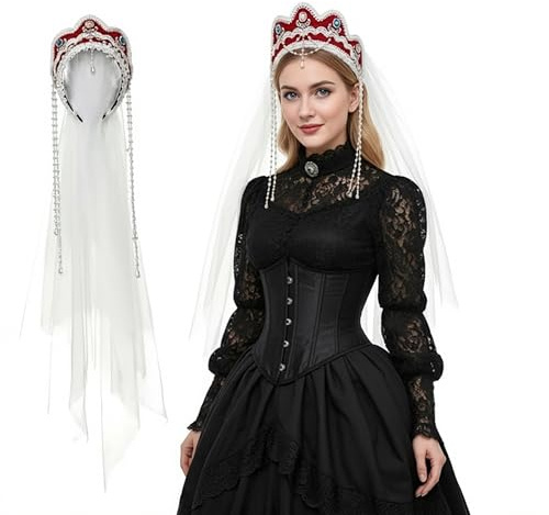 ANDHOM Anne Boleyn Hatt Tudor Gable Huva Keps - Elizabethansk renässans huvudbonad för cosplay fest halloween karneval riddare festival kostym tillbehör