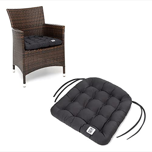 HAVE A SEAT Luxury | Sitzkissen 48 x 46 cm (6 St.) - bequemes Stuhlkissen - orthopädisch, wetterfest, waschbar bis 95° C, Trockner geeignet - Made in Germany (48x46 cm - 6er Set, Grau-Anthrazit)