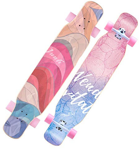 NENGGE Longboard Skateboard Cruiser komplettes Board Ahorn Longboard Jungen und Mädchen Bürste Street Dance Board Anfänger Erwachsenen Teen Allrad-Skateboard Profi Komplettboard 118cm × 24cm,A
